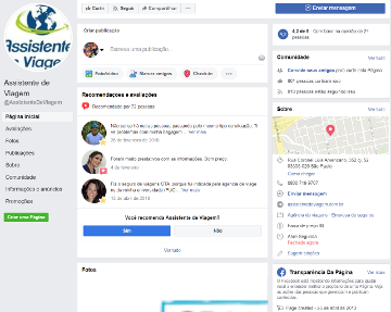 Assistente de Viagem - Página do Facebook